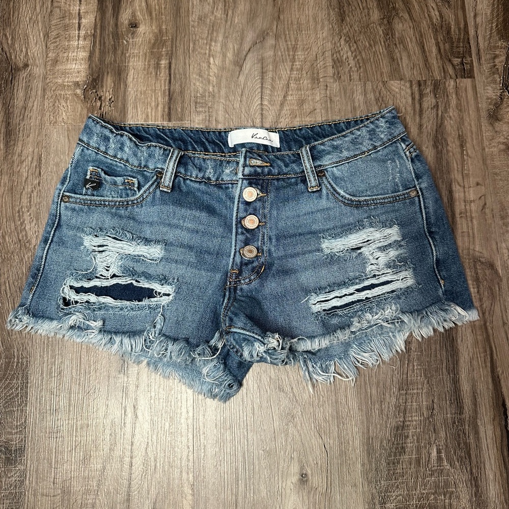 KanCan Women's Frayed Hem Jean Shorts